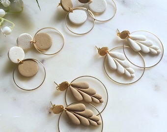 Polymer Clay Earrings | Statement Earrings | Neutral colors