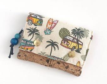 Cork & Cotton Wallet – Small Handmade Purse with Zipper Pocket – Natural Look