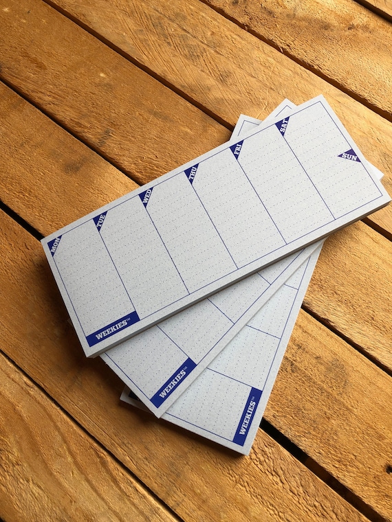 Week-at-a-glance note pads for weekly calendar/task organization and scheduling.