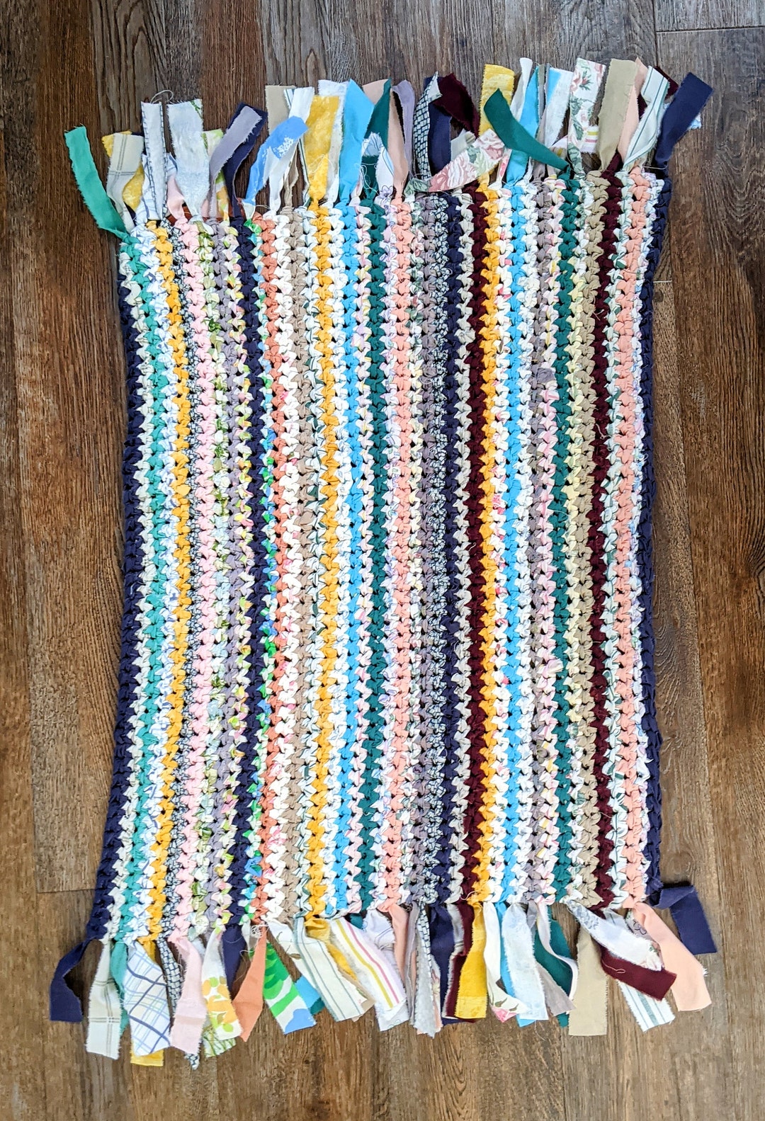 Crocheted Rag Throw Rugfringed Etsy UK