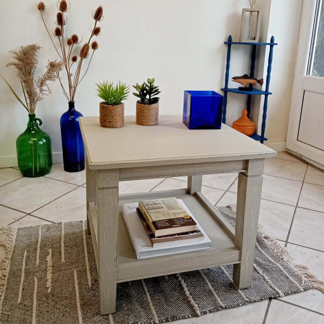 Patinated Gray Square Coffee Table Etsy