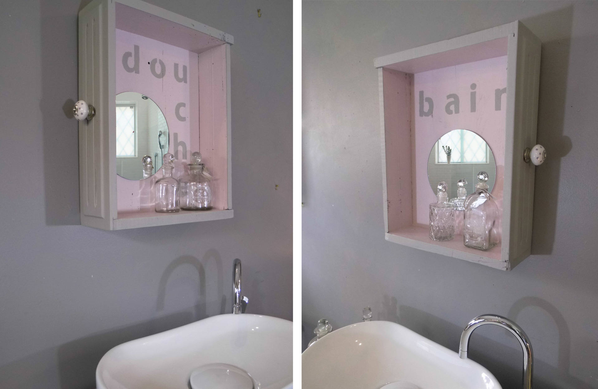 Etagères Jumelles de Toilette avec Miroir Douche et Bain