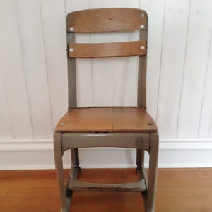 Vintage Metal and Wood School Chairs by American Seating Co. (707)