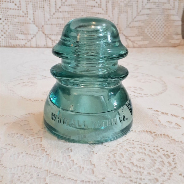 Vintage Aqua White Hall - Tatum Co. Glass Insulator (722)