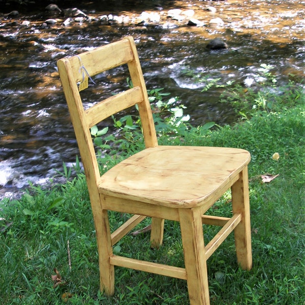 Wood School Chair Etsy