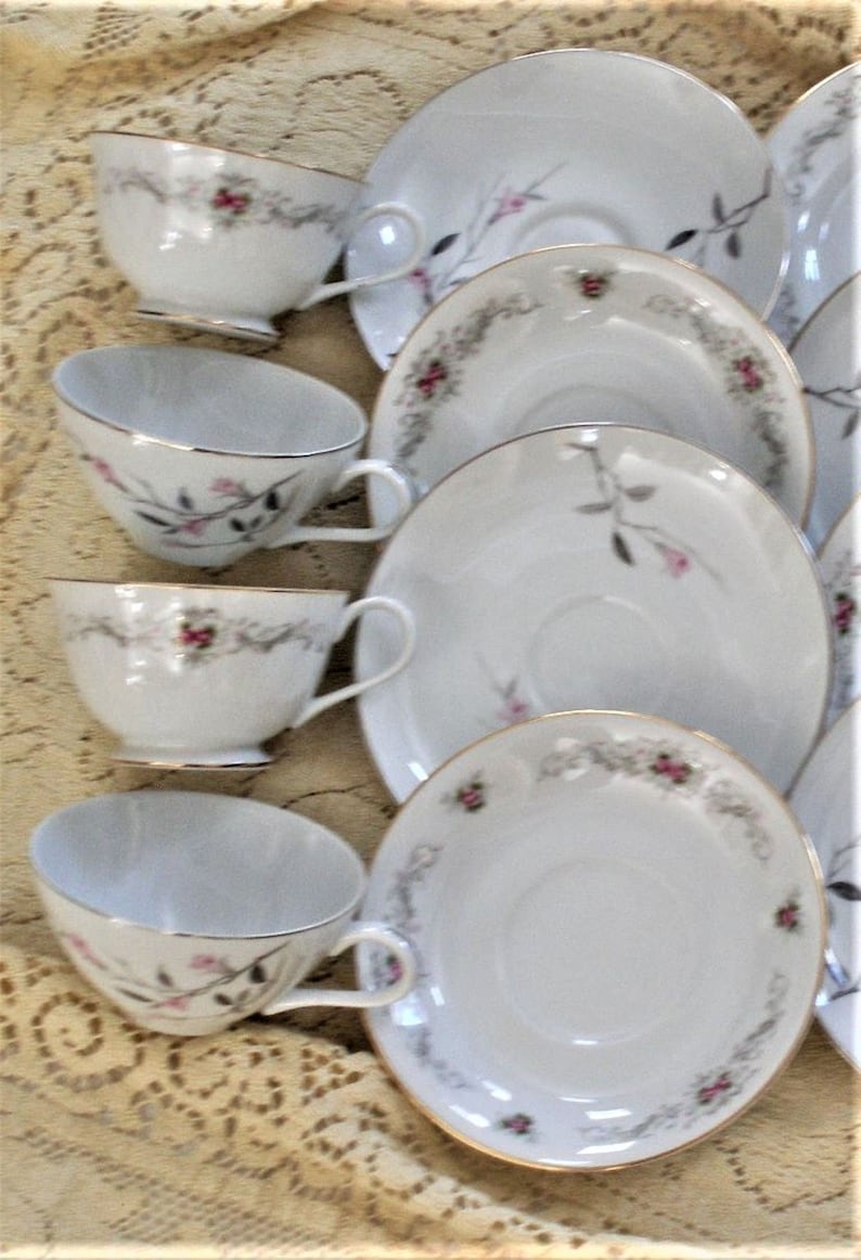 Vintage Crestwood China 12 Pc Cup, Saucer and Dessert Plate Set 254 - Etsy