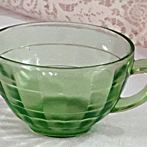 Vintage Anchor Hocking Green Depression Mis-Matched Glass Cup and Plate (601) image 6