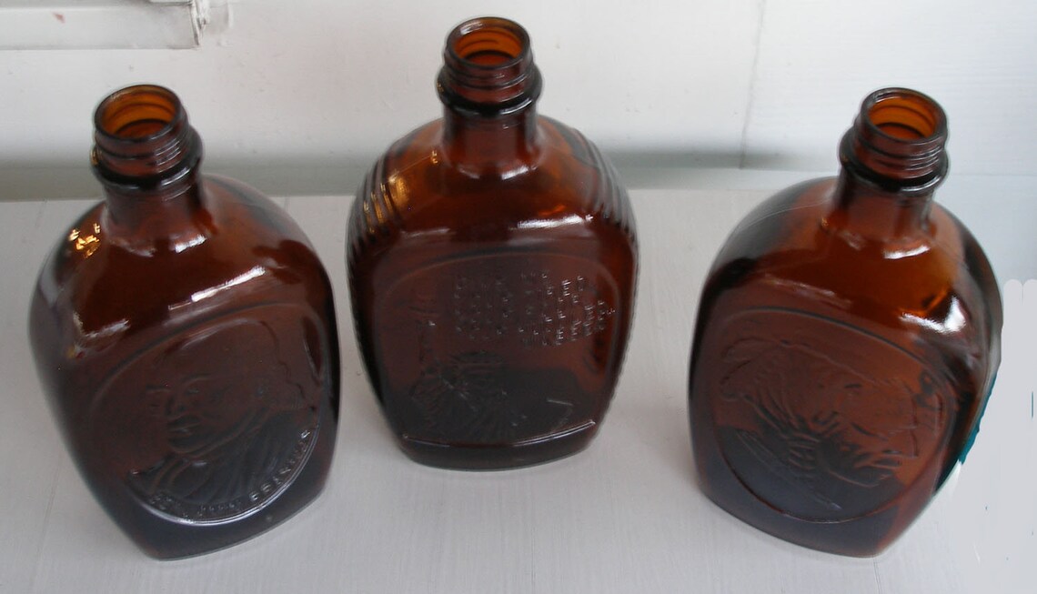 Log Cabin Vintage Amber Glass Log Cabin Maple Syrup 3bottle Set 215 Etsy