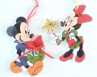 Vintage Christmas Mickey and Minnie Ornament (152)