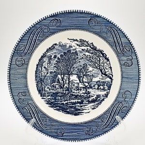 Vintage Currier & Ives Blue  - &quot;Pattern Old Grist Mill&quot; - by Royal -Dinner Plate (549)