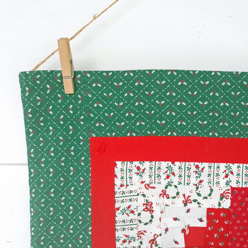 Vintage Colorful Christmas Log Cabin Wall Hanging (522) - Etsy