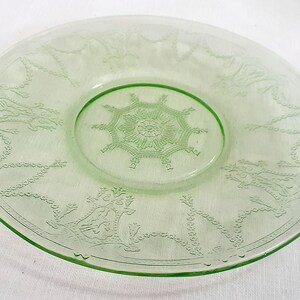 Vintage Anchor Hocking Green Depression Mis-Matched Glass Cup and Plate (601) image 2