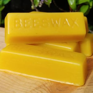 Set of Five Pure Premium Bees Wax Bars  1 oz Each ~Unbleached ~Treatment-Free Beeswax  ~ Organic Beeswax Bar  ~Yellow Beeswax