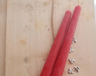 Pure Beeswax Colored Tapers ~10 inch Taper Set ~ Pure Beeswax Candles ~ Ritual Candles Handpoured Tapers 100% Natural Scent