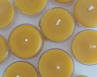 12 Premium Beeswax Candles, Beeswax Tealights~ 12 Tealight Set ~ Pure Beeswax Candles ~ Set Beeswax Tealights