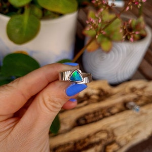 Handmade Australian Opal Ring, Recycled Sterling Silver, UK Size N