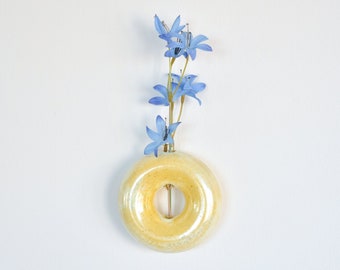 Handmade Wall Bud Vase / Pottery Donut Vase / Ceramic Wall Hanging