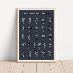 Sign Language Alphabet Black & White / Nursery Decor / Playroom Wall Art / ASL Alphabet Poster / ABCs