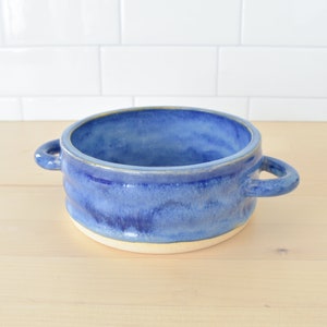 Handmade Ceramic Baking Dish / Brie Baker / Single Serve Pottery Casserole Dish Vibrant Indigo