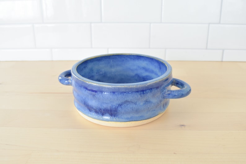 Handmade Ceramic Baking Dish / Brie Baker / Single Serve Pottery Casserole Dish Vibrant Indigo