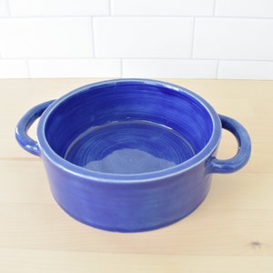 Handmade Ceramic Baking Dish / Brie Baker / Single Serve Pottery Casserole Dish Cobalt Blue