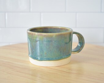 12oz Iridescent Turquoise Ceramic Mug / Chunky Pottery Mug