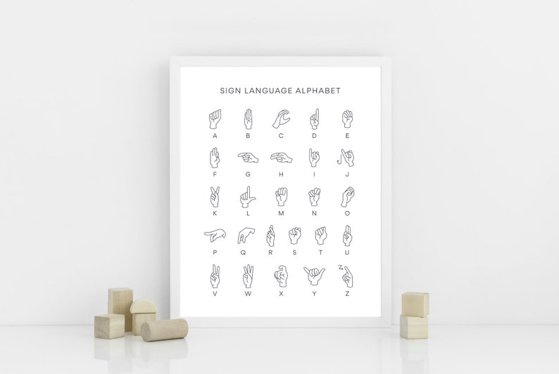 Digital Download Sign Language Alphabet / Nursery Decor / Playroom Wall ...