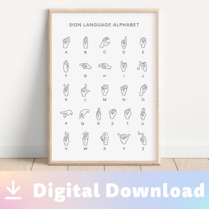 Digital Download Sign Language Alphabet / Nursery Decor / Playroom Wall Art / ASL Alphabet Poster / ABCs
