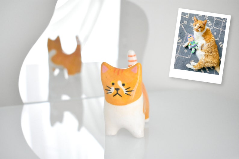 Keramik Katze / Haustier Portrait / Katzen Statue / Haustier Gedenkstätte / Haustier Figur Sleek Kitty