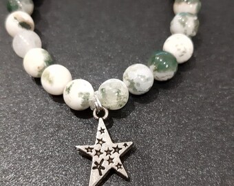 bracelet en perles (8mm) agate arbre