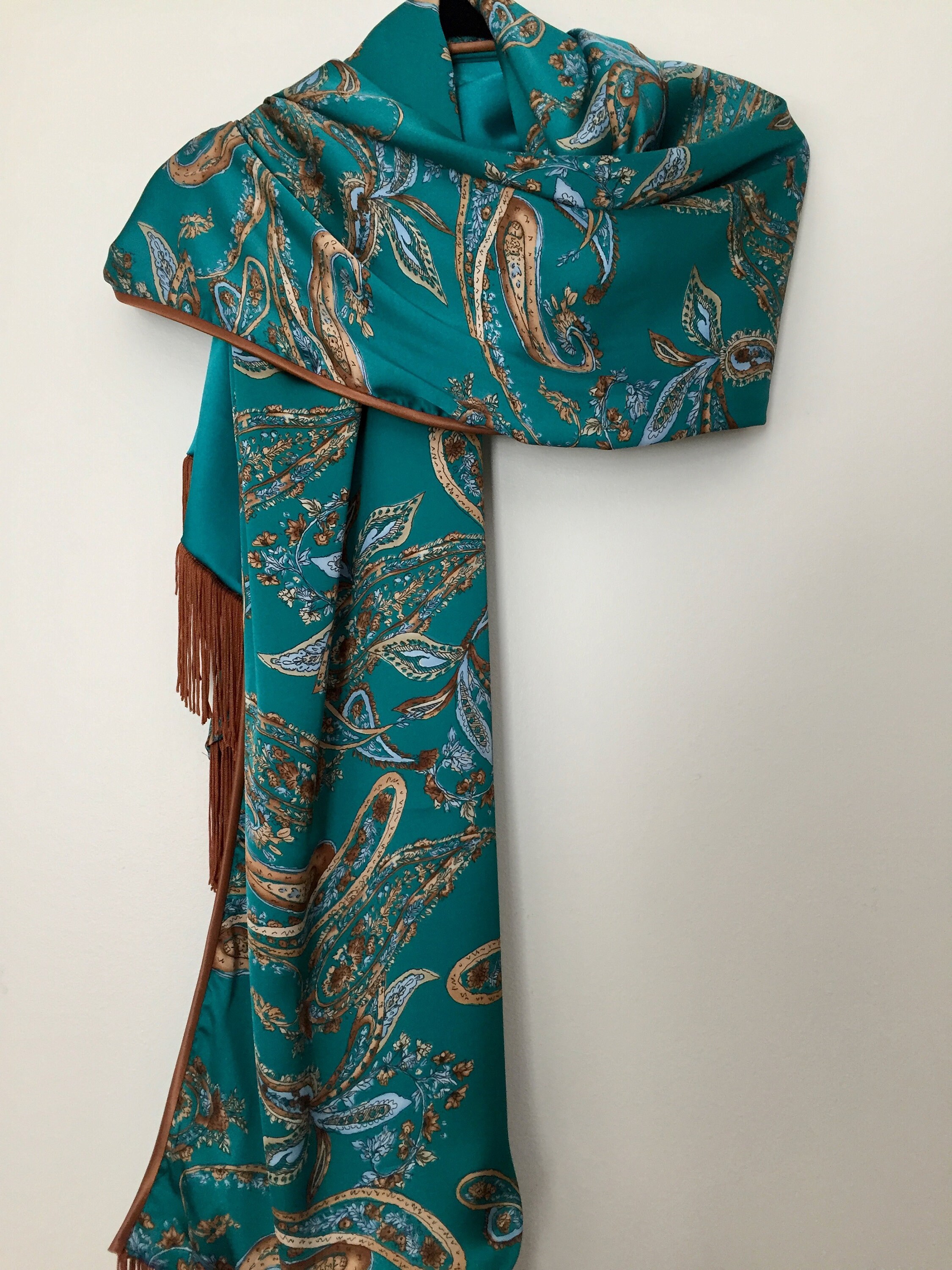 Teal Blue silk shawl | Etsy