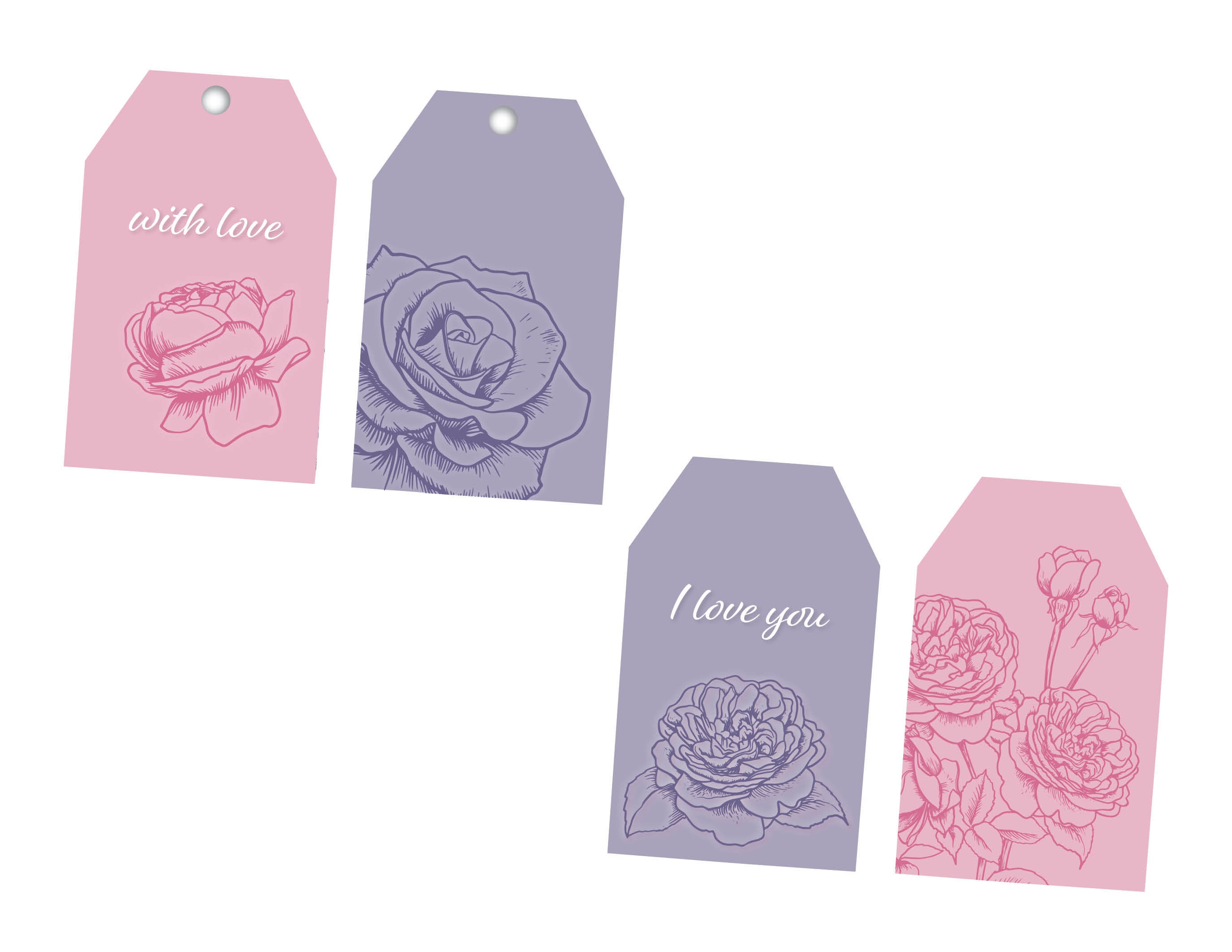 Printable Gift Tags Romantic Roses Gift Tags Holiday Etsy