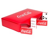 Coca-Cola Jumbo Domino Double Six, 5 Coats 100 Acrylic. Faux Leather Case