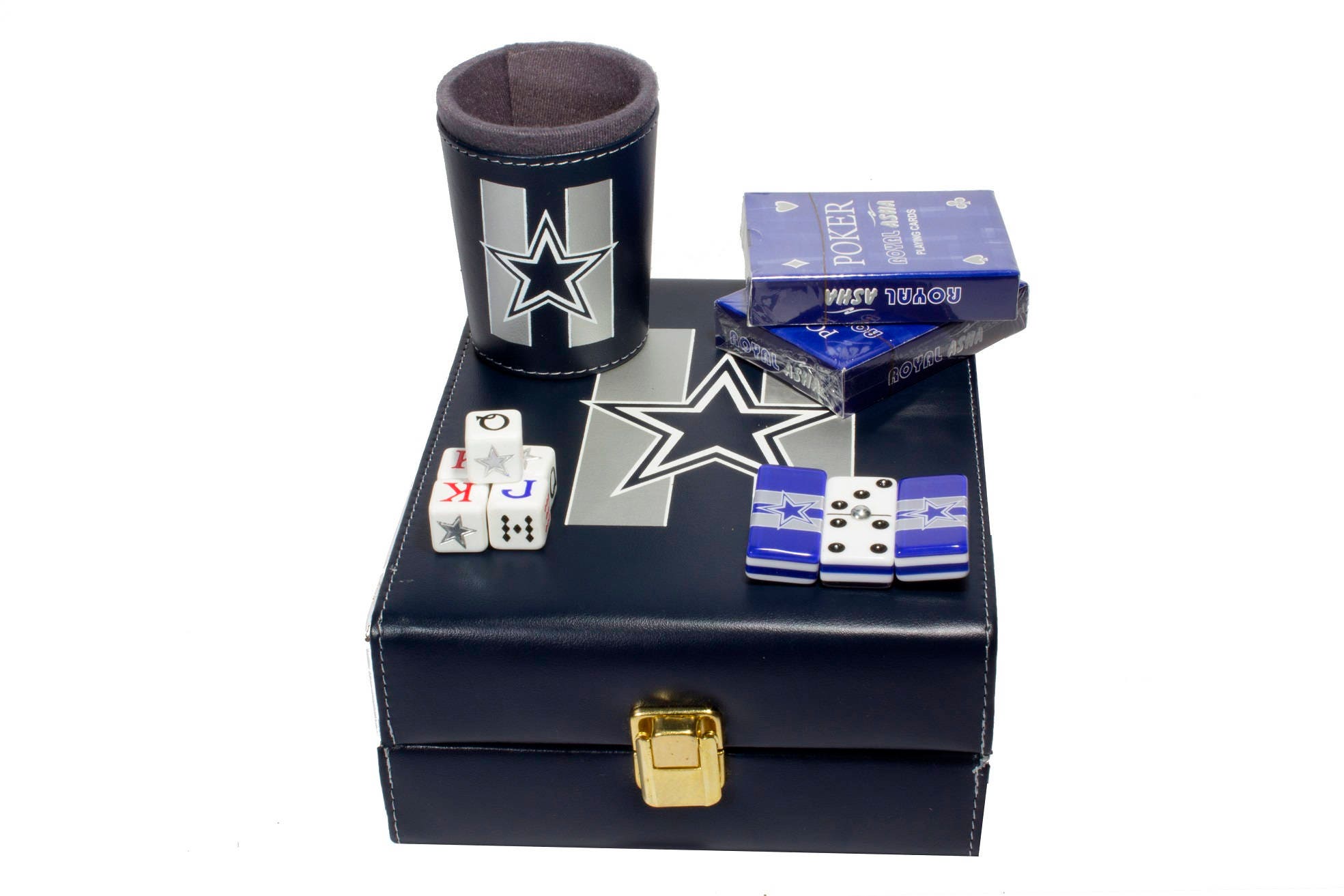 Dallas Cowboys Deluxe Set 3 Games Domino Dice Cup 2 Poker Etsy