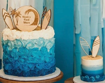 Surfboard Cake Topper: Personalized Beach Party Decoration  | The Big One | Surf Birthday | Surf Theme