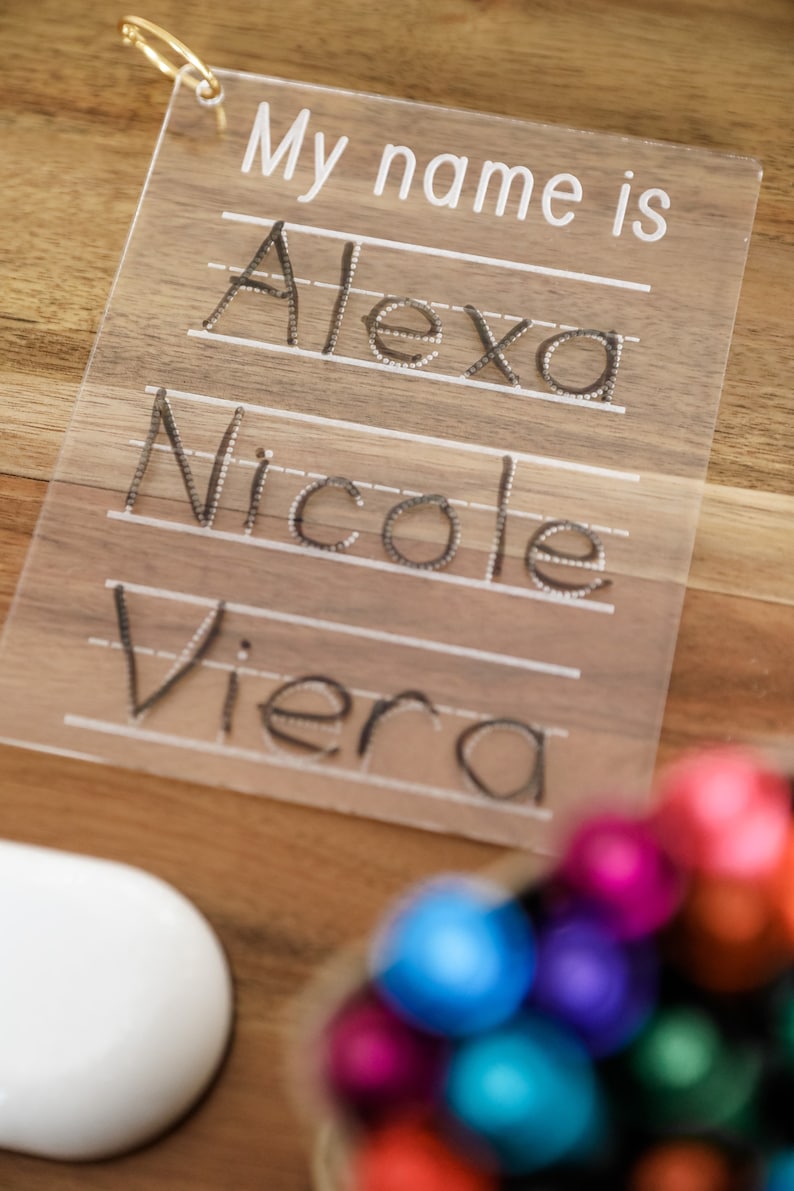 Name Tracing Name Tracing Practice Acrylic Tracing Boards Etsy