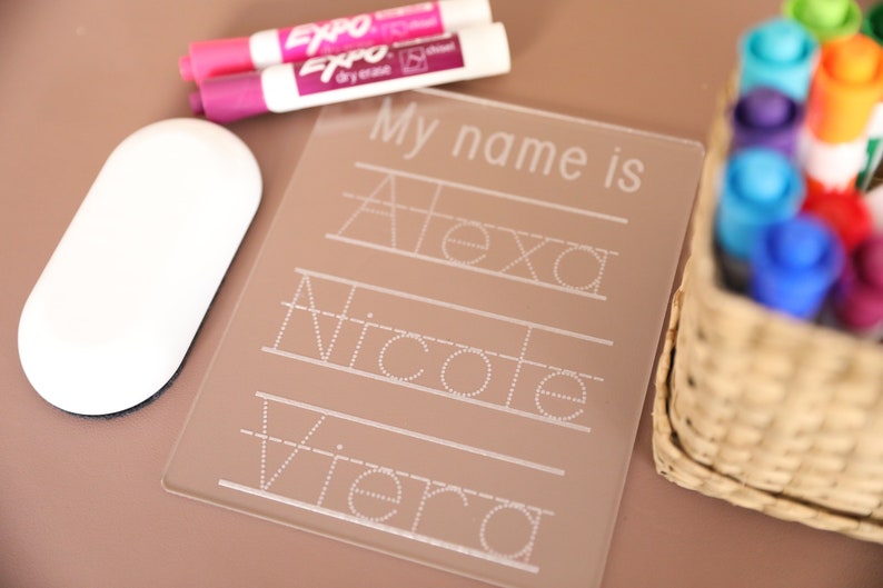 Name Tracing Name Tracing Practice Acrylic Tracing Boards Etsy