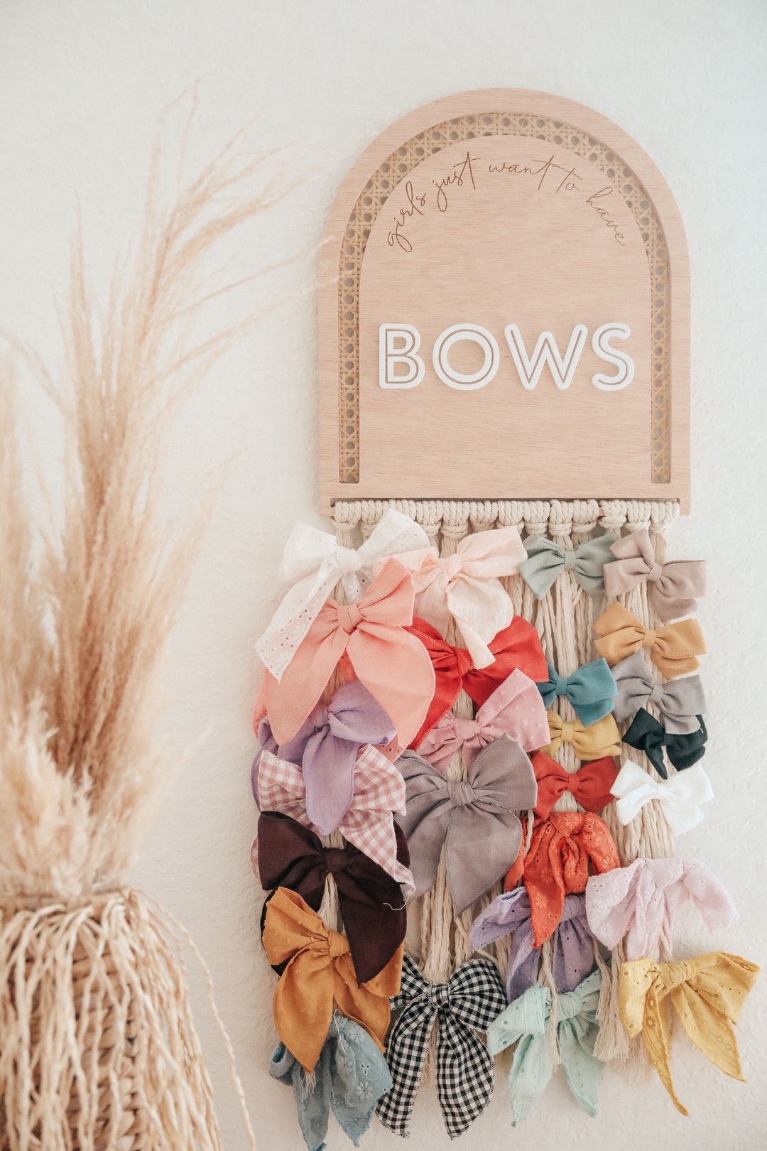 Rattan Bow Holder Rattan Display Rattan Sign Bows Bow Organizer