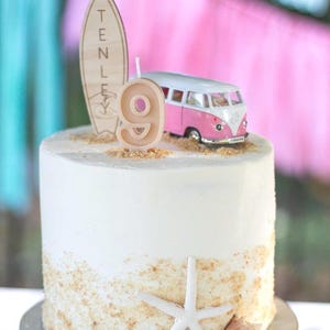 Surf theme | customized Engraved Cake Topper | Surfer Birthday