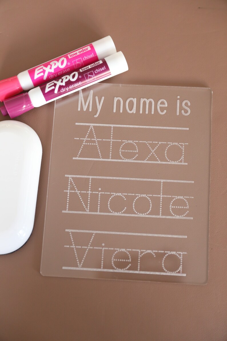 Name Tracing Name Tracing Practice Acrylic Tracing Boards Etsy