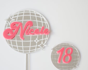 Custom Disco Ball Acrylic Cake Topper: Retro Birthday Party Decor