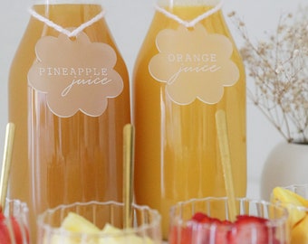 Mimosa Juice Labels | Acrylic Refreshment Event Labels | Mimosa Bar Signage |  Baby Shower Decor | Refreshment decor sign | Drink Label