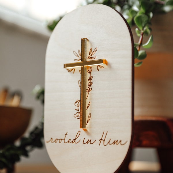 Wooden | Acrylic Decor | Rooted in Him | Easter Sunday | Easter Decor