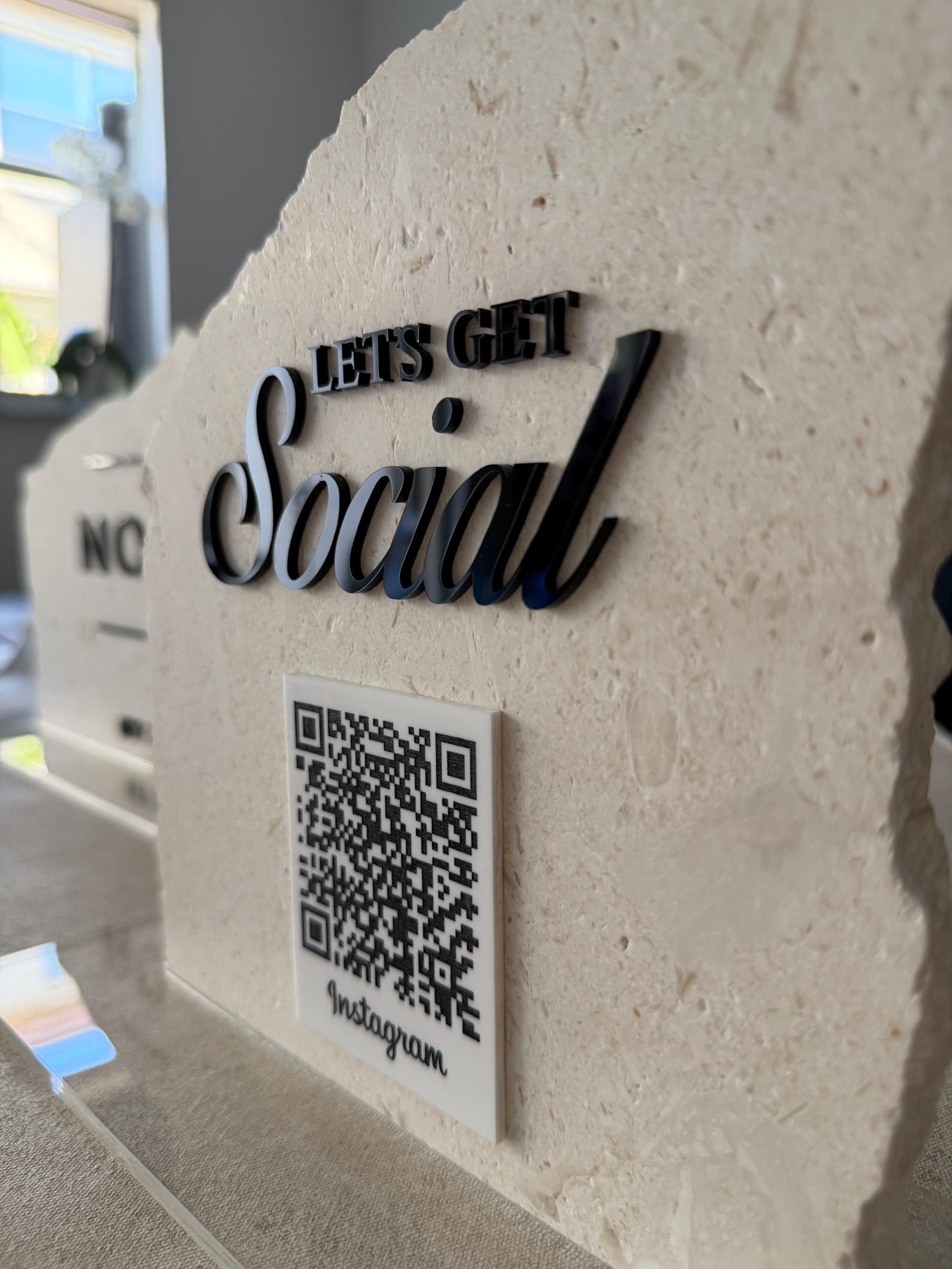 Stone QR Code Sign | Custom Business Display Sign | Acrylic Lettering ...