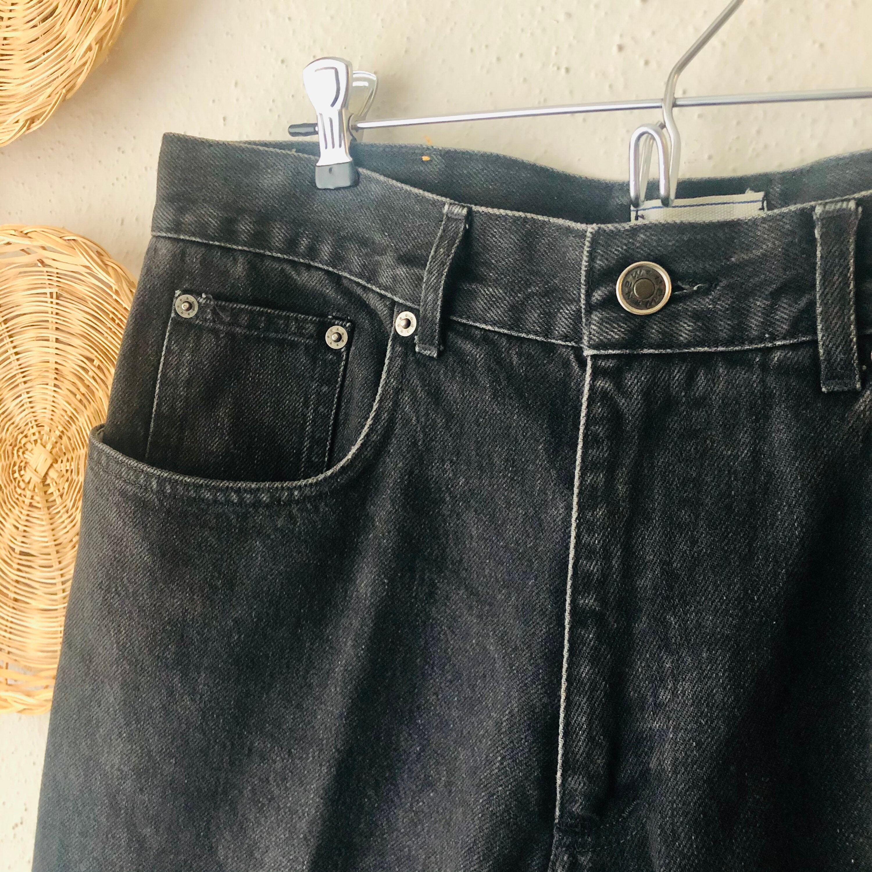 Mens Black Jeans Relaxed Fit Vintage 90s Straight Leg Denim | Etsy