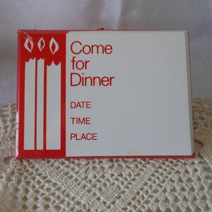Cartes d'invitation à dîner vintage MCM Design sérigraphiées à la main, 10 cartes avec enveloppes scellées, empreintes de main de pinson de la NOS