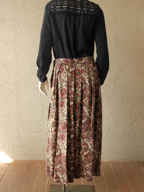 Vintage Paisley Floral Pleated Midi Skirt Classic… - image 4