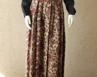 Vintage Paisley Floral Pleated Midi Skirt Classic Size 14 Size Large NEW