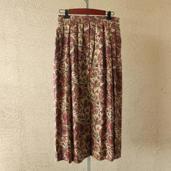Vintage Paisley Floral Pleated Midi Skirt Classic… - image 8