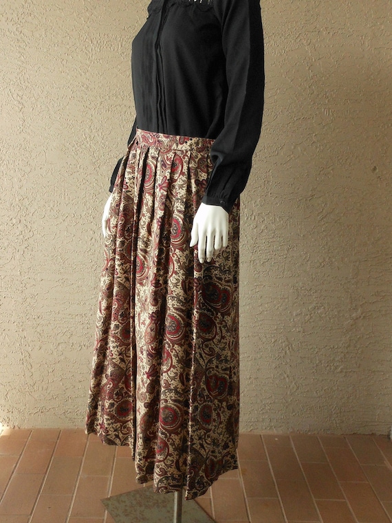 Vintage Paisley Floral Pleated Midi Skirt Classic… - image 5